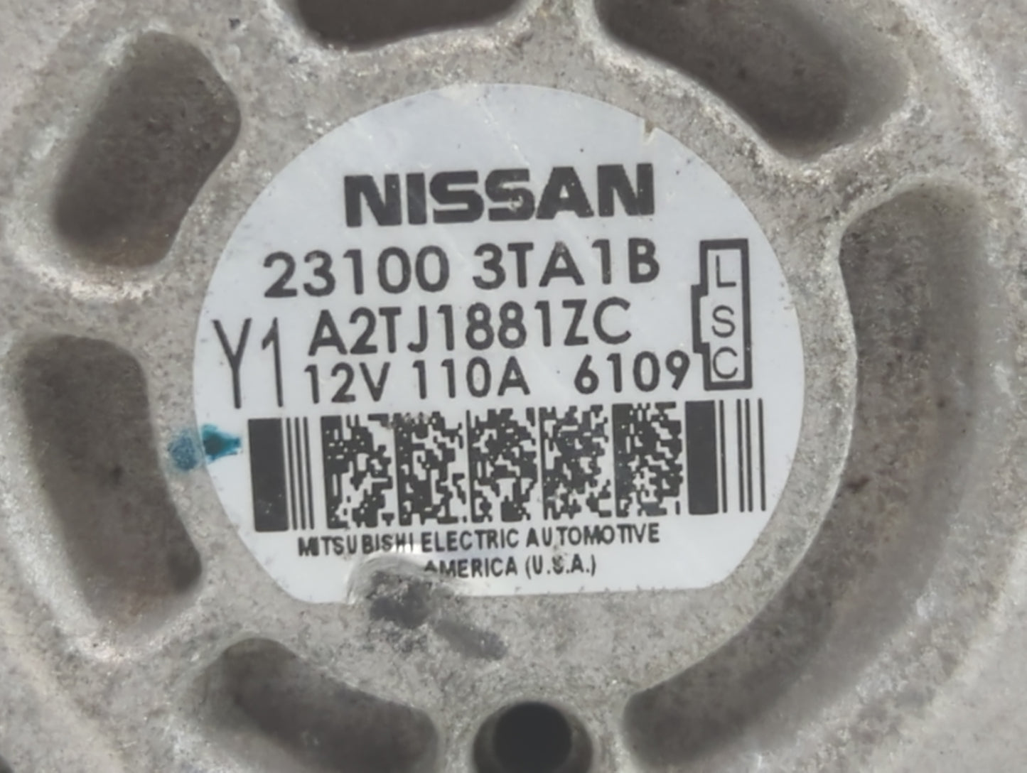 2013-2017 Nissan Altima Alternator Replacement Generator Charging Assembly Engine OEM P/N:23100 3TA1B Fits OEM Used Auto Par