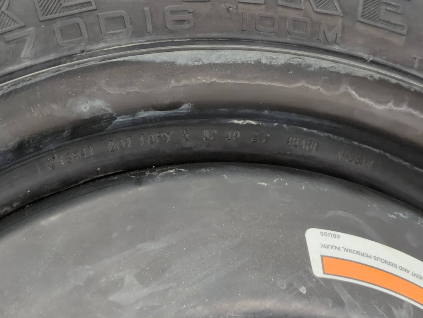 2013-2018 Nissan Altima Spare Donut Tire Wheel Rim Oem - Oemusedautoparts1.com