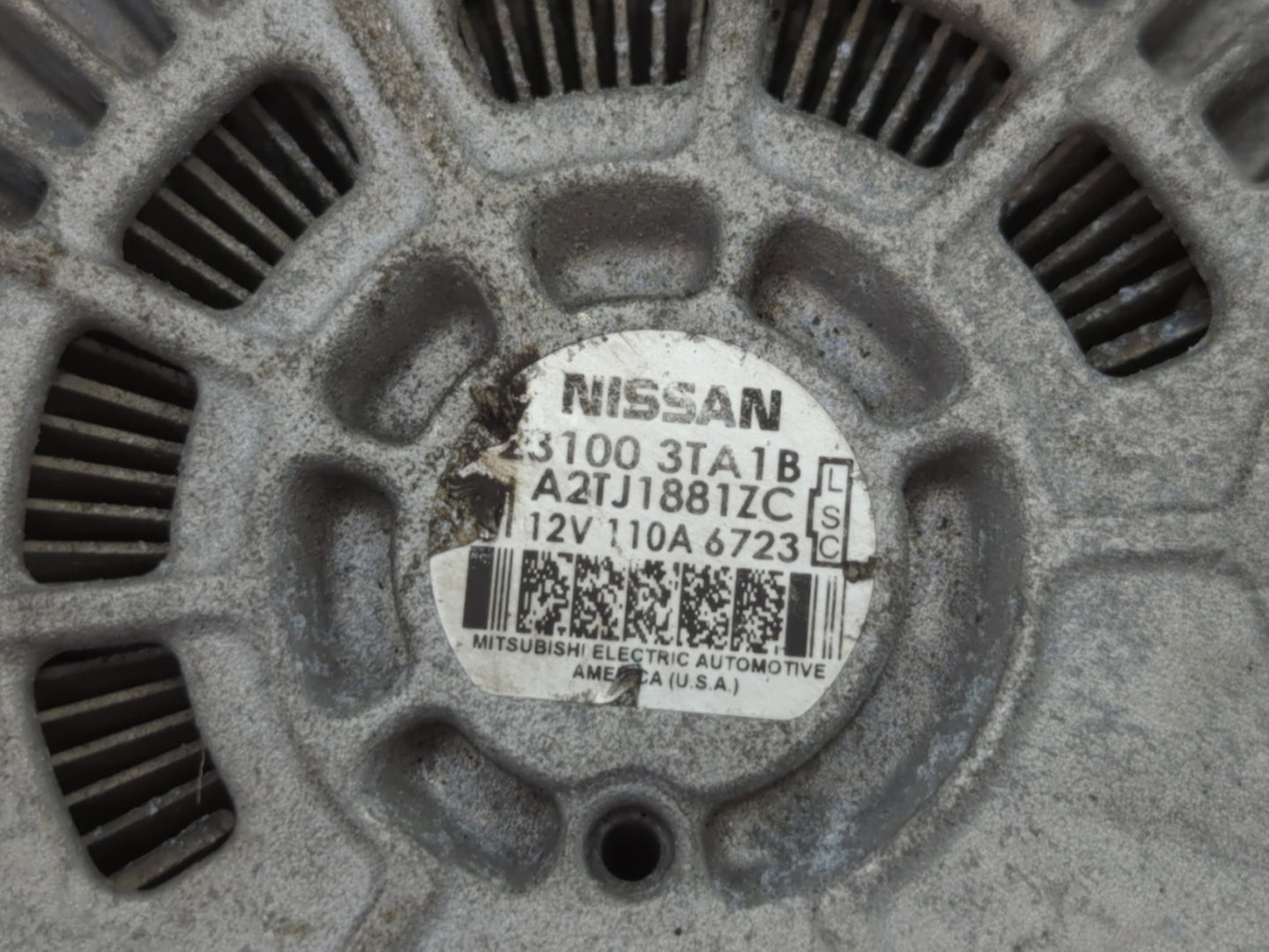 2013-2017 Nissan Altima Alternator Replacement Generator Charging Assembly Engine OEM P/N:23100 3TA1B Fits OEM Used Auto Par