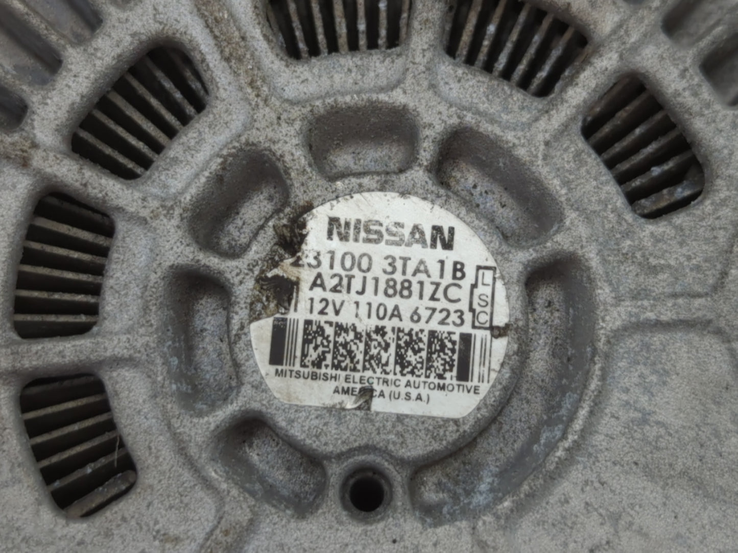 2013-2017 Nissan Altima Alternator Replacement Generator Charging Assembly Engine OEM P/N:23100 3TA1B Fits OEM Used Auto Par