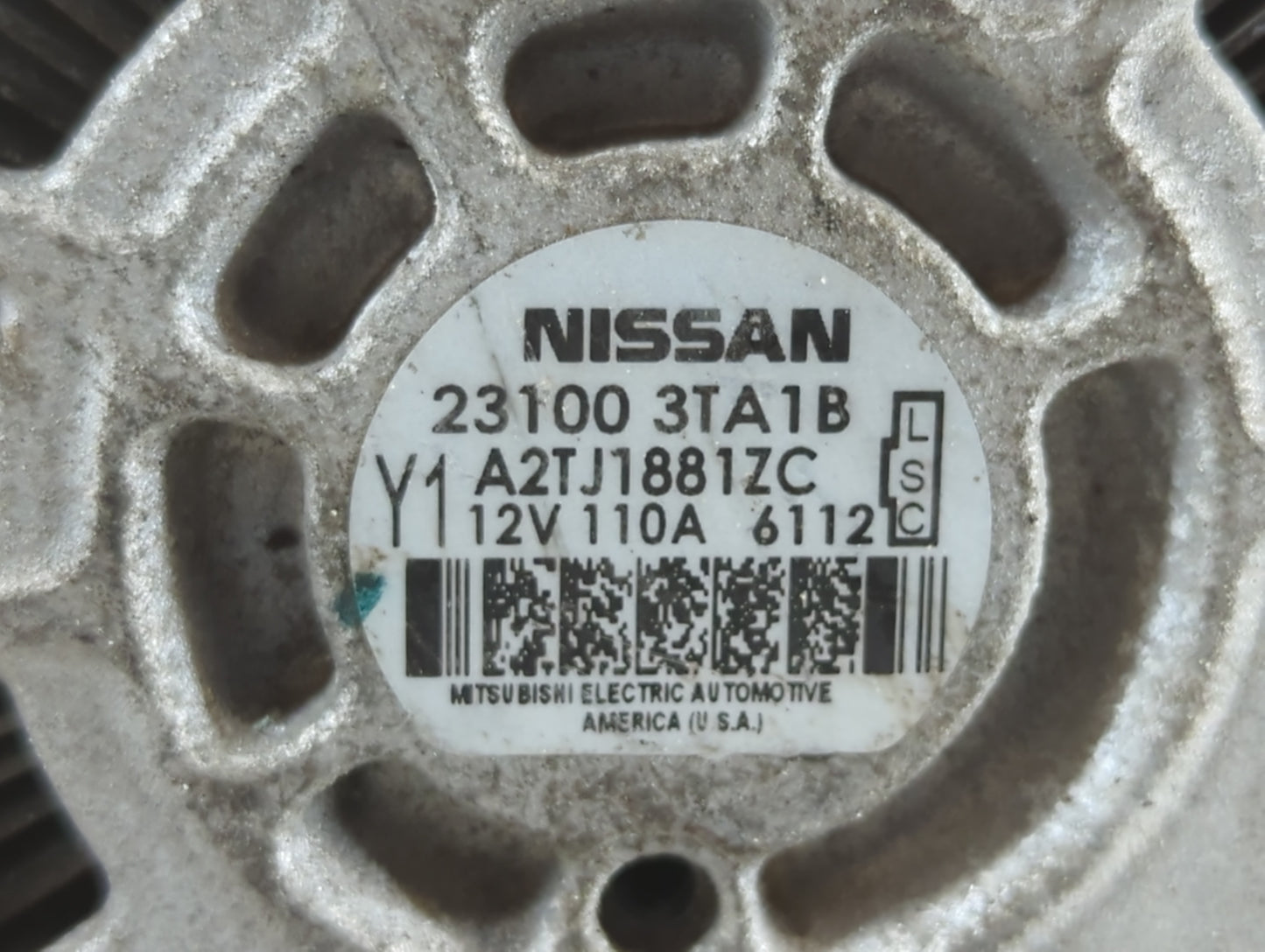 2013-2017 Nissan Altima Alternator Replacement Generator Charging Assembly Engine OEM P/N:23100 3TA1B Fits OEM Used Auto Par