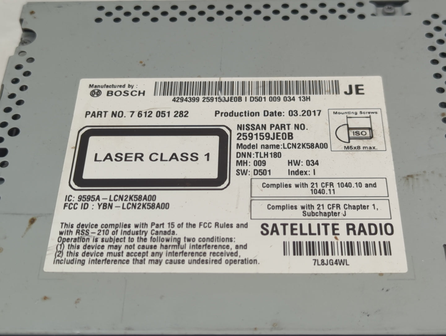 2015-2016 Nissan Nv200 Radio AM FM Cd Player Receiver Replacement P/N:259159JE0B 7 612 051 282 Fits Fits 2015 2016 2017 2018