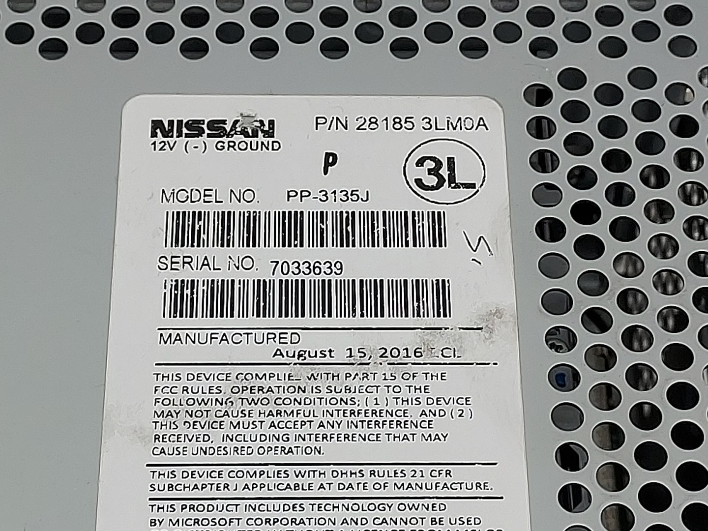 2014-2017 Nissan Nv200 Radio AM FM Cd Player Receiver Replacement P/N:28185 3LM0A PP-3135J Fits Fits 2014 2015 2016 2017 OEM