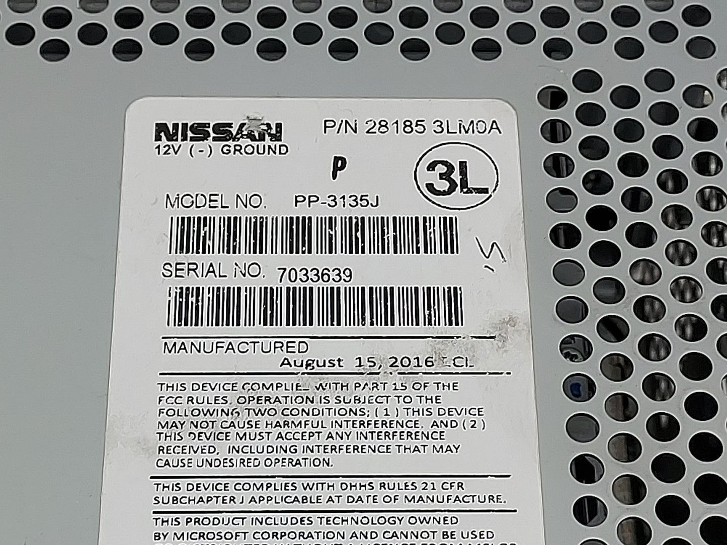 2014-2017 Nissan Nv200 Radio AM FM Cd Player Receiver Replacement P/N:28185 3LM0A PP-3135J Fits Fits 2014 2015 2016 2017 OEM