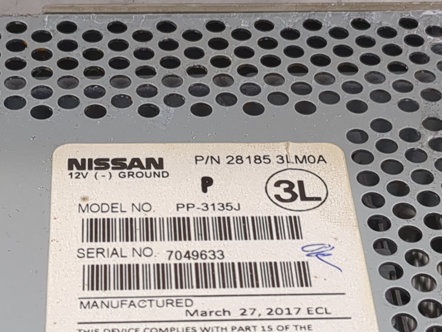 2014-2017 Nissan Nv200 Radio AM FM Cd Player Receiver Replacement P/N:28185 3LM0A PP-3135J Fits Fits 2014 2015 2016 2017 OEM