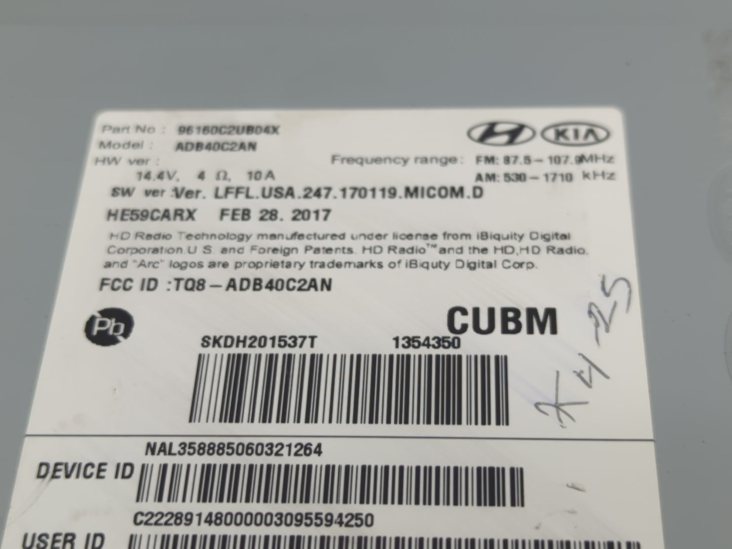 2017-2020 Nissan Pathfinder Radio AM FM Cd Player Receiver Replacement P/N:96160C2UB04X Fits Fits 2017 2018 2019 2020 OEM Us
