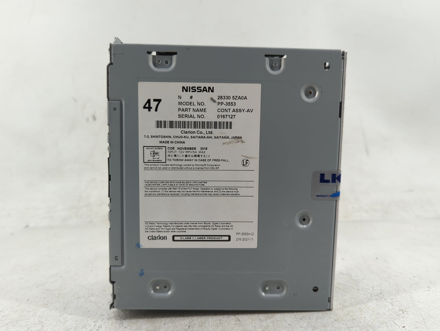 2017-2020 Nissan Pathfinder Radio AM FM Cd Player Receiver Replacement P/N:28330-5ZA0A Fits Fits 2017 2018 2019 2020 OEM Use