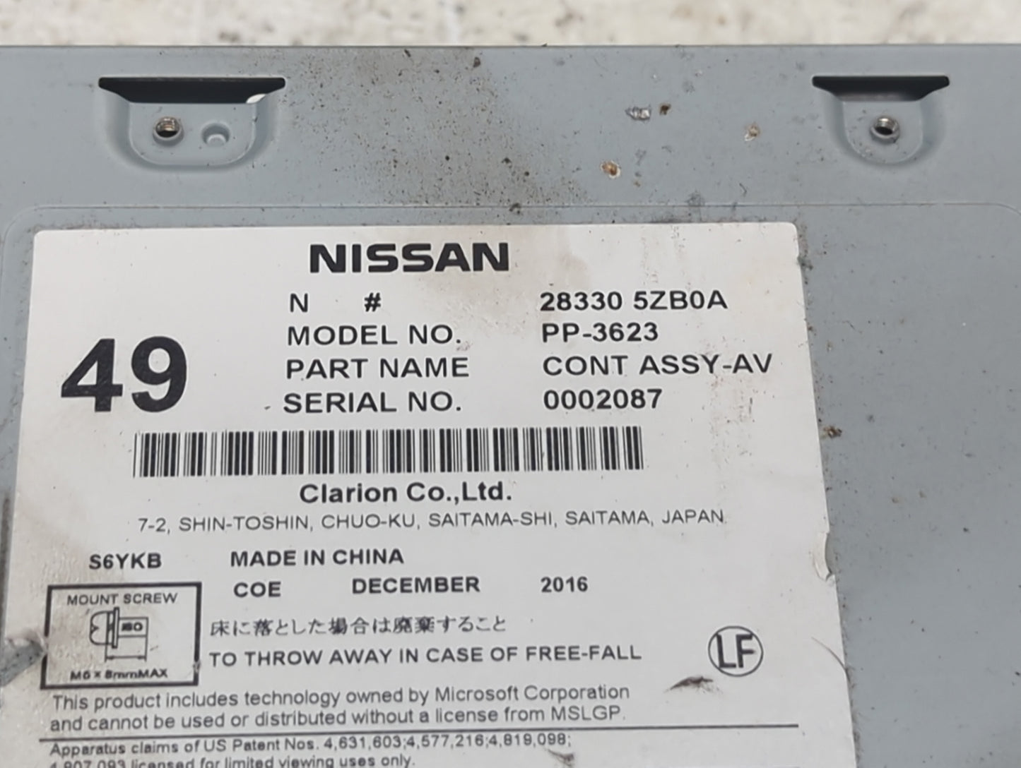 2017-2020 Nissan Pathfinder Radio AM FM Cd Player Receiver Replacement P/N:28330 5ZB0A Fits Fits 2017 2018 2019 2020 OEM Use