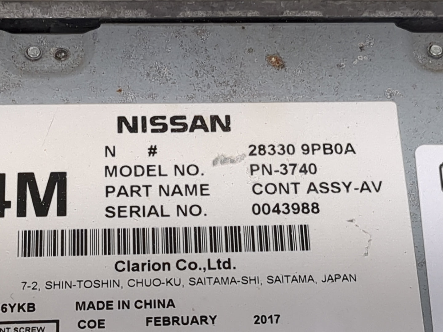 2017-2020 Nissan Pathfinder Radio AM FM Cd Player Receiver Replacement P/N:28330 9PB0A PN-3740 Fits Fits 2017 2018 2019 2020