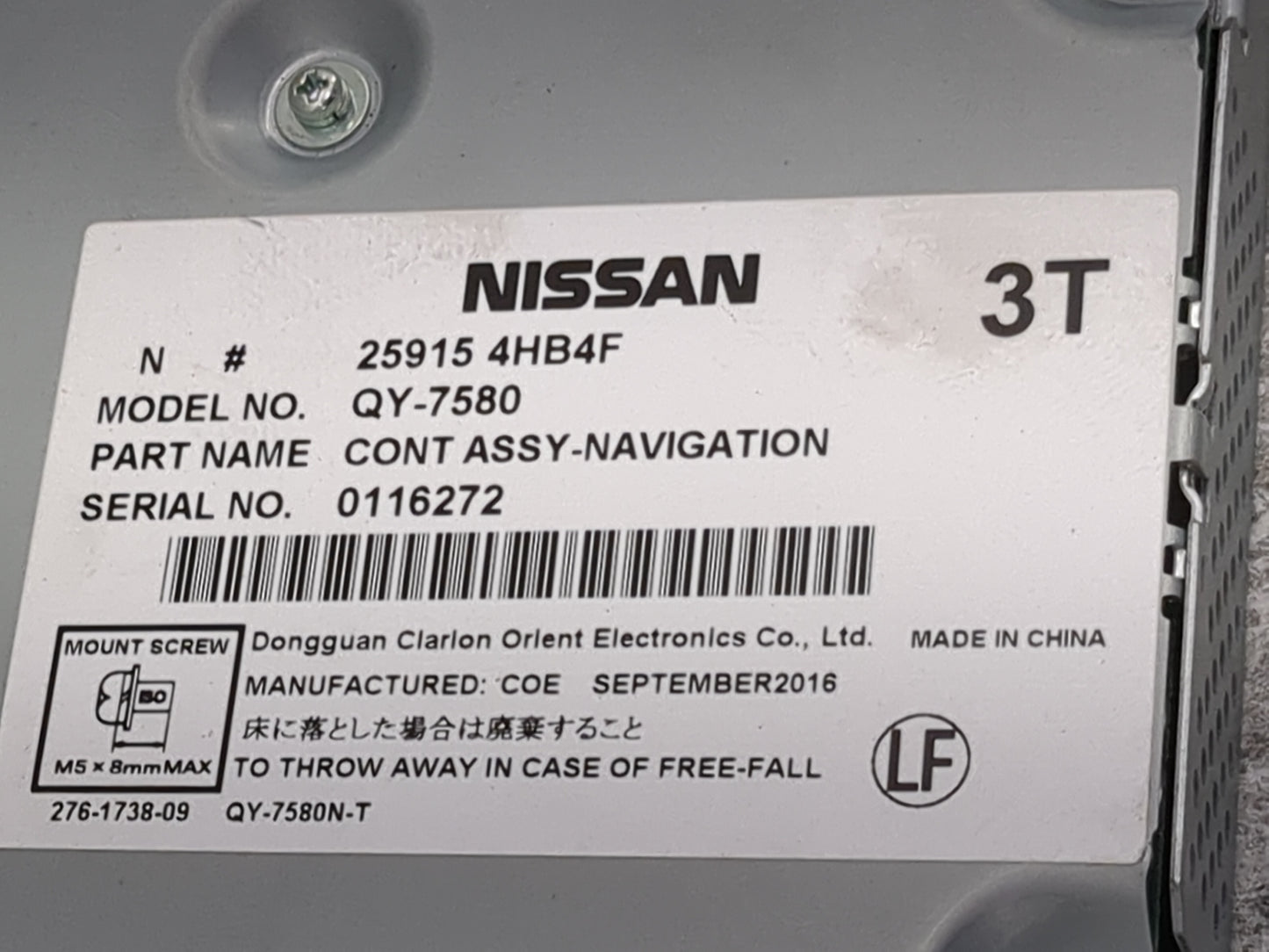 2017 Nissan Pathfinder Radio AM FM Cd Player Receiver Replacement P/N:259154HB4F QY-7580, QY-7580N-T, 276-1738-09 Fits OEM U