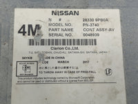 2017 Nissan Pathfinder Radio AM FM Cd Player Receiver Replacement P/N:28330 9PB0A Fits OEM Used Auto Parts - Oemusedautopart