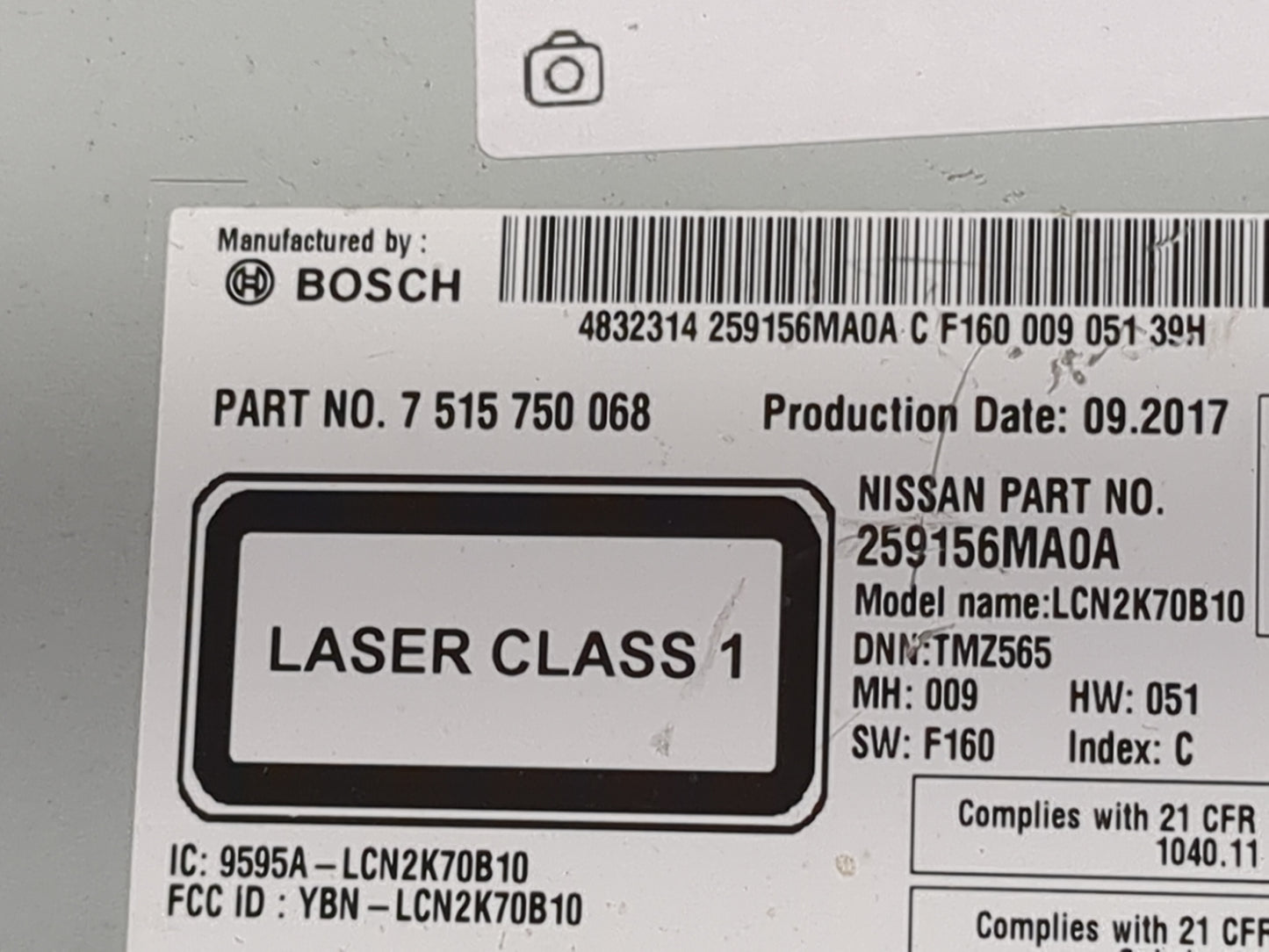 2017 Nissan Rogue Sport Radio AM FM Cd Player Receiver Replacement P/N:259156MA0A 7515750068, LCN2K70B10, 9595A-LCN2K70B10 F