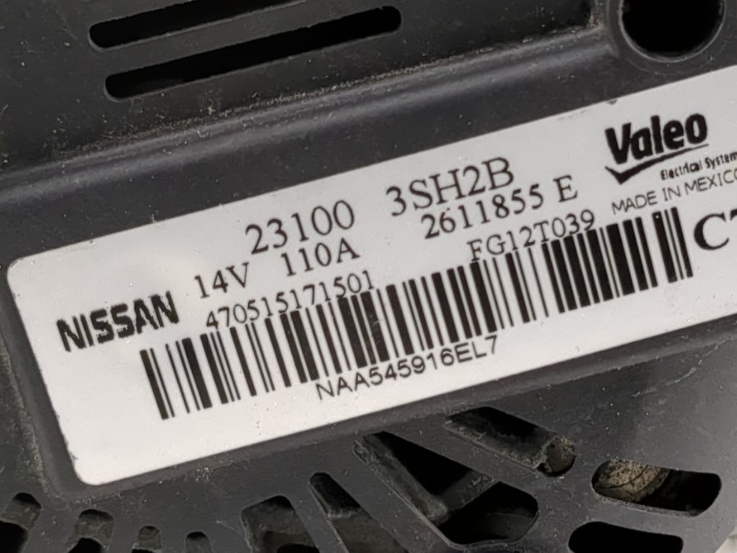 2013-2019 Nissan Sentra Alternator Replacement Generator Charging Assembly Engine OEM P/N:23100 3SH2B Fits OEM Used Auto Par
