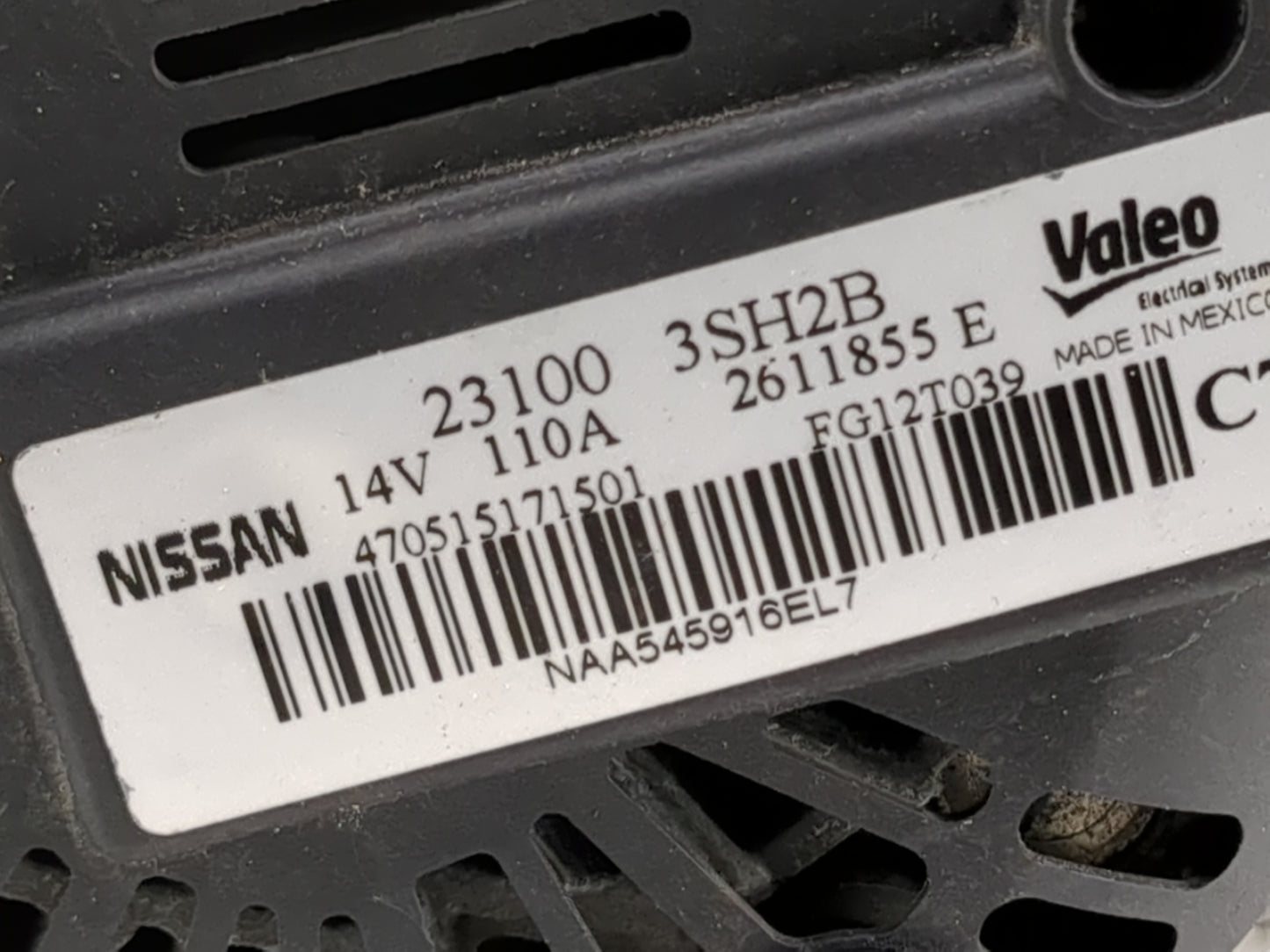 2013-2019 Nissan Sentra Alternator Replacement Generator Charging Assembly Engine OEM P/N:23100 3SH2B Fits OEM Used Auto Par
