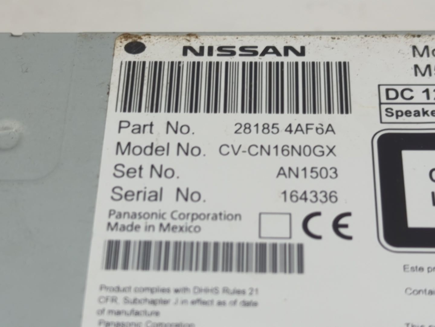 2017-2019 Nissan Sentra Radio AM FM Cd Player Receiver Replacement P/N:28185-4AF6A Fits Fits 2017 2018 2019 OEM Used Auto Pa