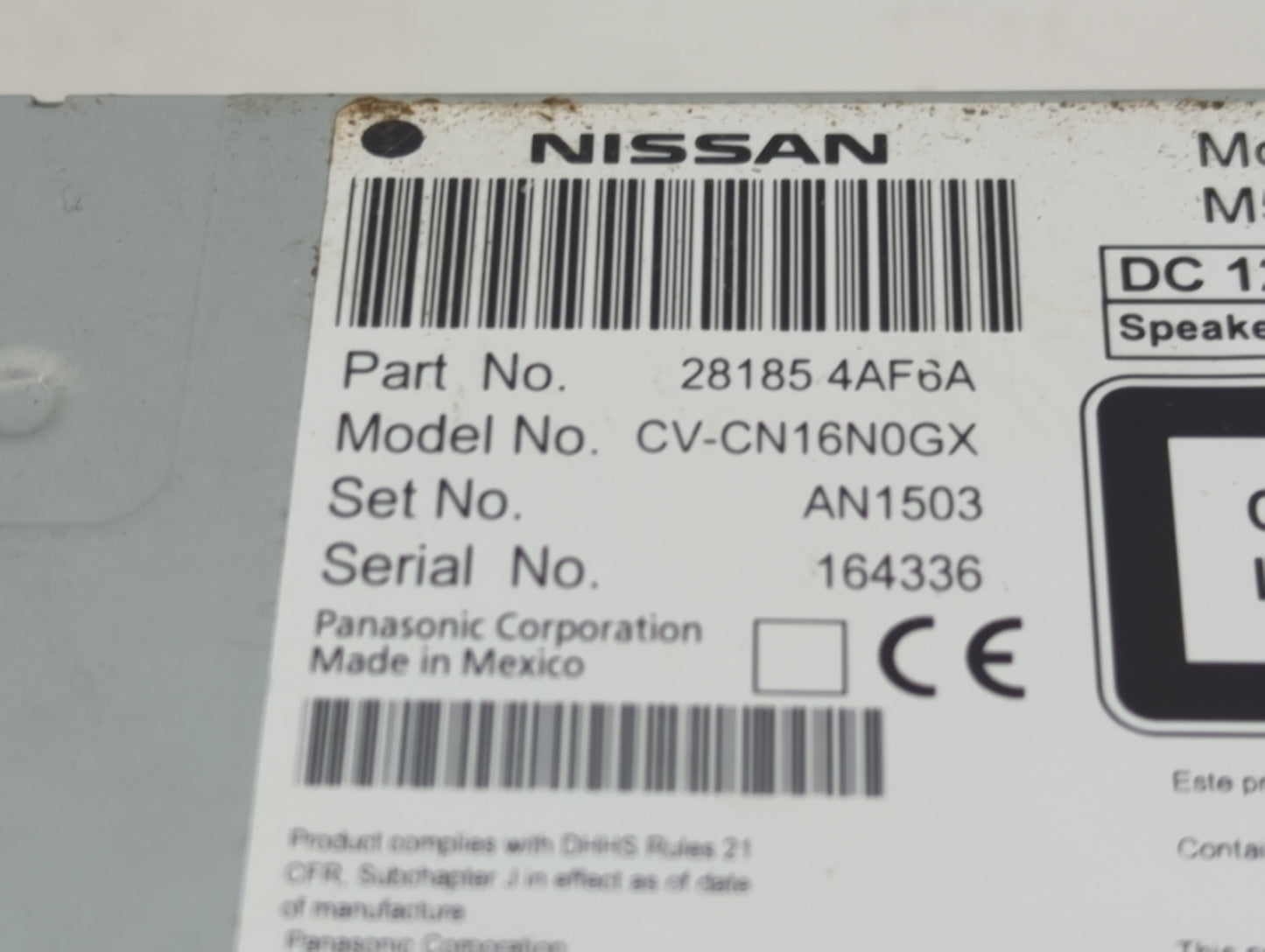 2017-2019 Nissan Sentra Radio AM FM Cd Player Receiver Replacement P/N:28185-4AF6A Fits Fits 2017 2018 2019 OEM Used Auto Pa
