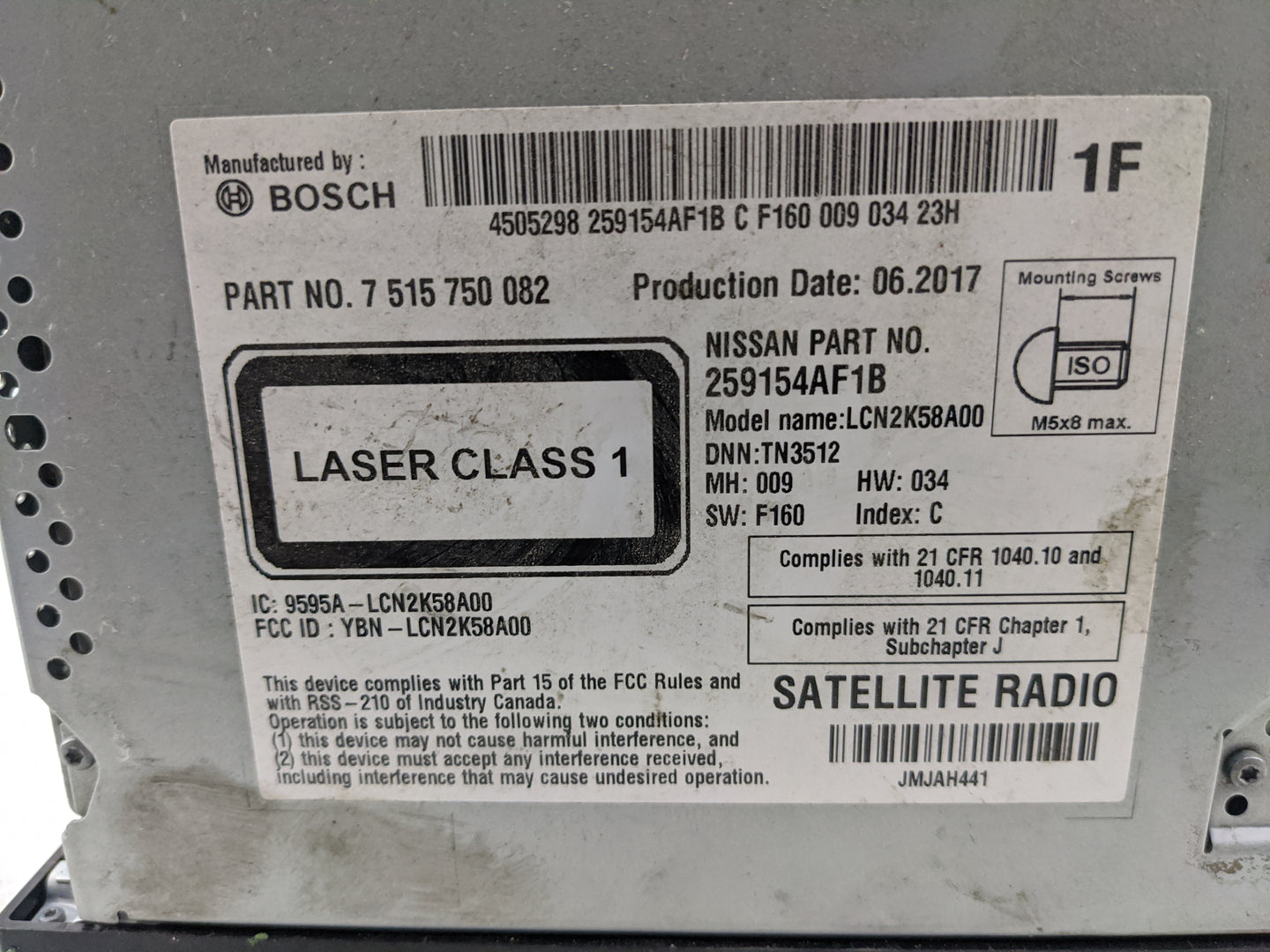 2017-2019 Nissan Sentra Radio AM FM Cd Player Receiver Replacement P/N:259154AF1B 7 515 750 082 Fits Fits 2017 2018 2019 OEM