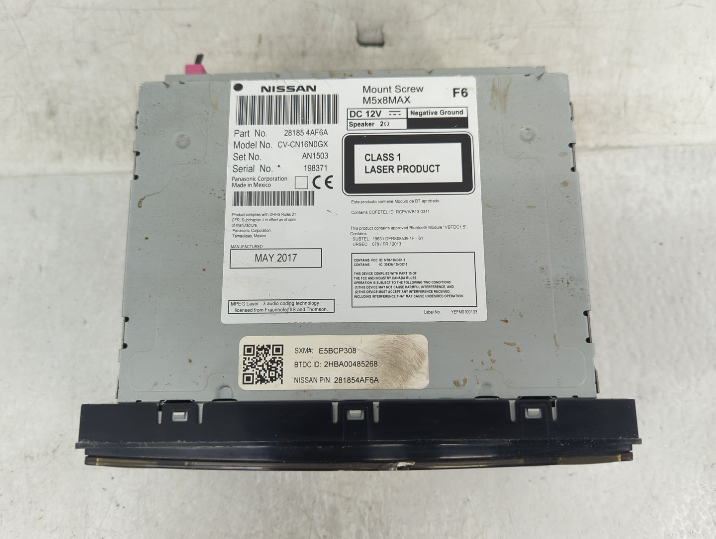 2017-2019 Nissan Sentra Radio AM FM Cd Player Receiver Replacement P/N:28185 4AF6A Fits Fits 2017 2018 2019 OEM Used Auto Pa