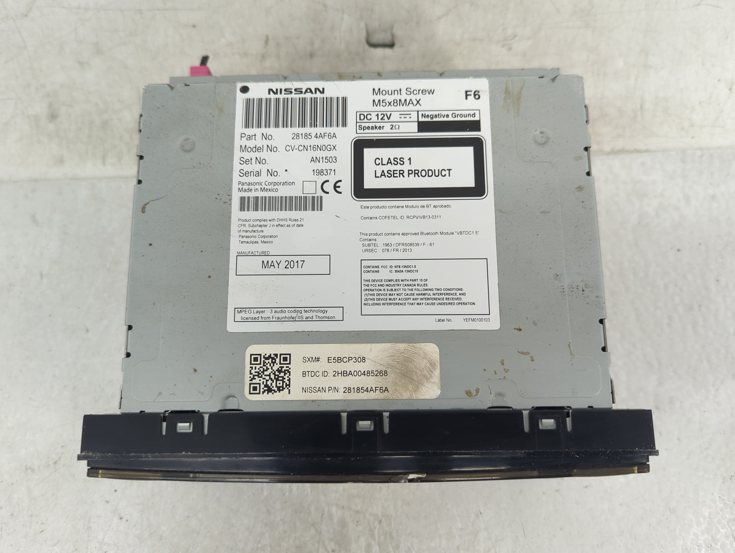 2017-2019 Nissan Sentra Radio AM FM Cd Player Receiver Replacement P/N:28185 4AF6A Fits Fits 2017 2018 2019 OEM Used Auto Pa