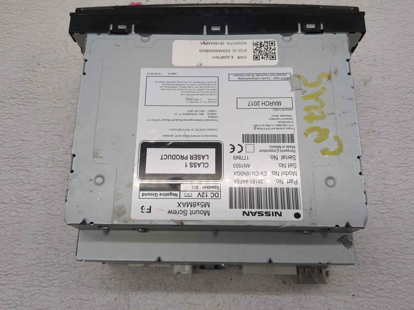 2017-2019 Nissan Sentra Radio AM FM Cd Player Receiver Replacement P/N:28185 4AF6A Fits Fits 2017 2018 2019 OEM Used Auto Pa