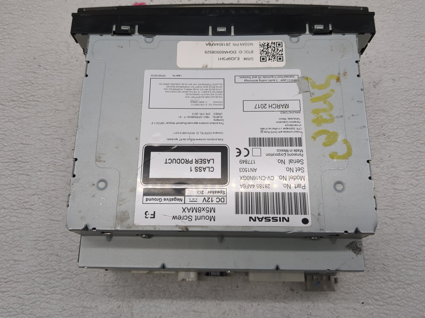 2017-2019 Nissan Sentra Radio AM FM Cd Player Receiver Replacement P/N:28185 4AF6A Fits Fits 2017 2018 2019 OEM Used Auto Pa