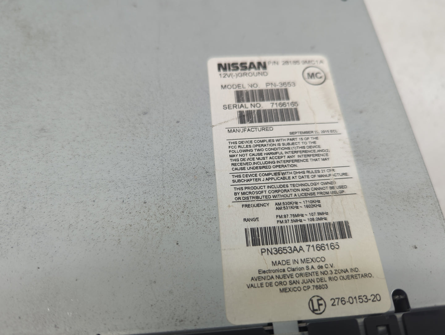 2017-2019 Nissan Sentra Radio AM FM Cd Player Receiver Replacement P/N:28185 9MC1A Fits Fits 2017 2018 2019 OEM Used Auto Pa