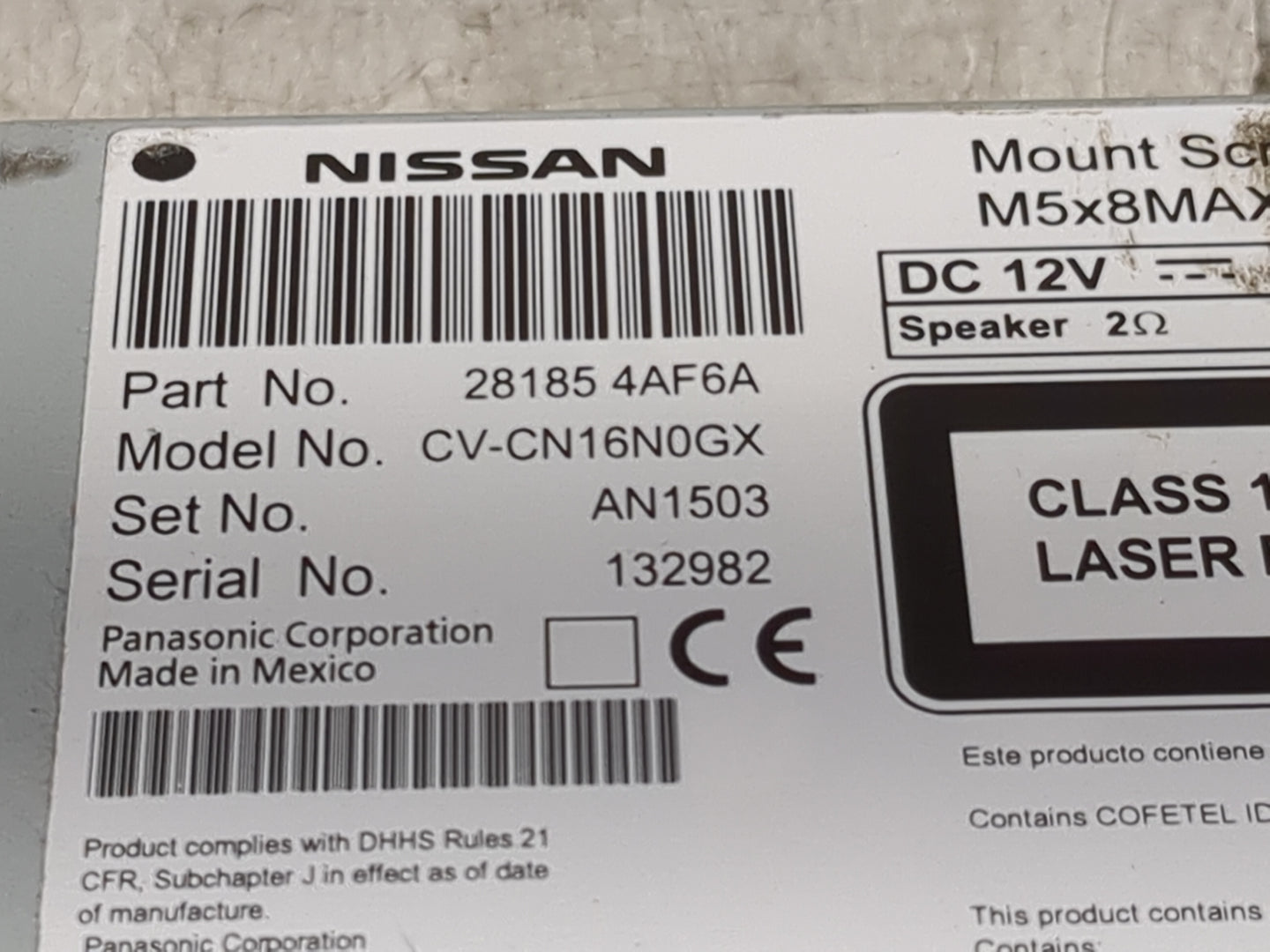 2017-2019 Nissan Sentra Radio AM FM Cd Player Receiver Replacement P/N:28185 4AF6A CV-CN16N0GX Fits Fits 2017 2018 2019 OEM 
