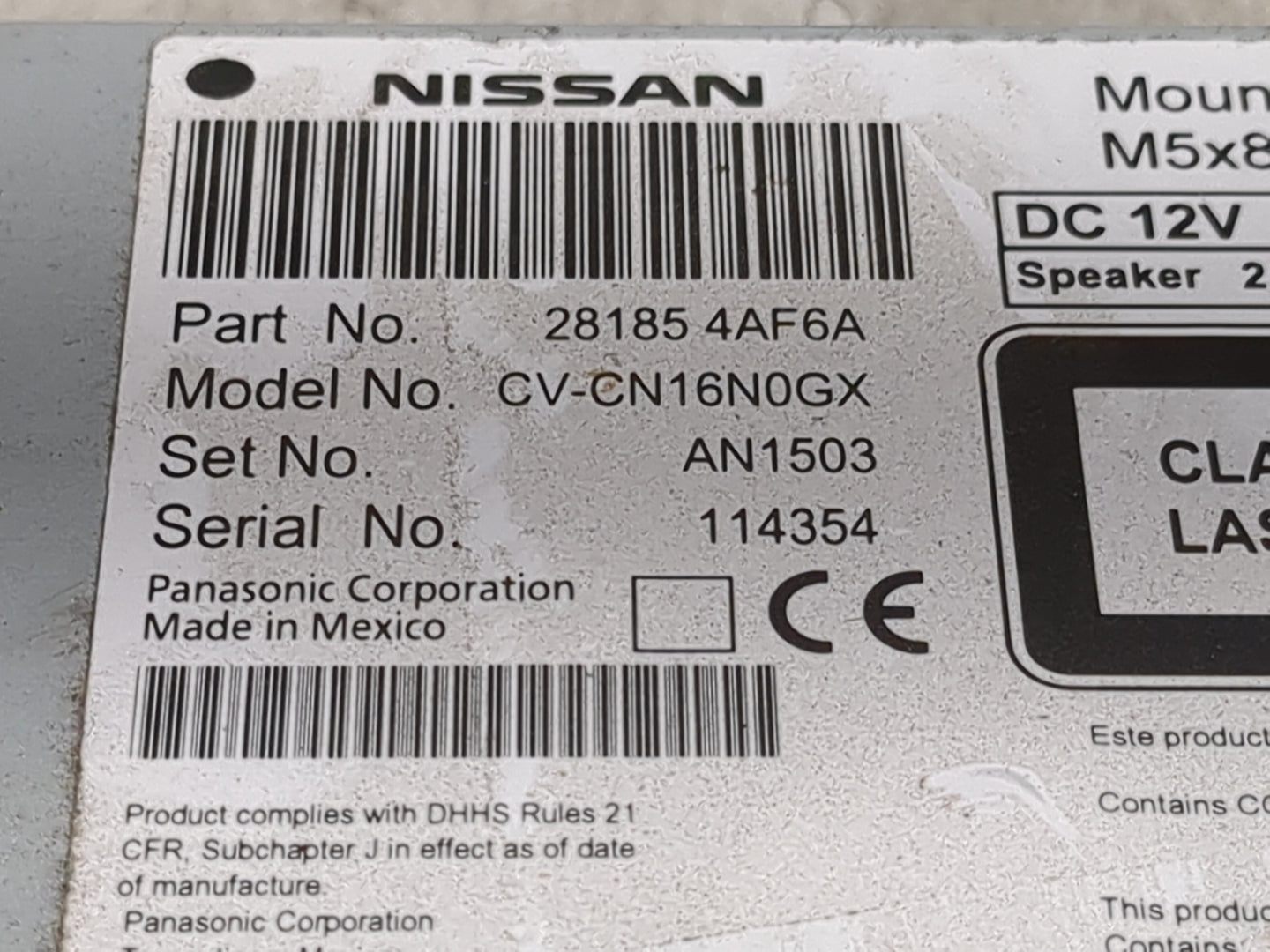 2015-2017 Nissan Sentra Radio AM FM Cd Player Receiver Replacement P/N:28185 4AF6A CV-CN16N0GX Fits Fits 2015 2016 2017 2018