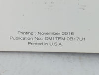 2017 Nissan Sentra Owners Manual Book Guide P/N:OM17EM 0B17U1 OEM Used Auto Parts - Oemusedautoparts1.com