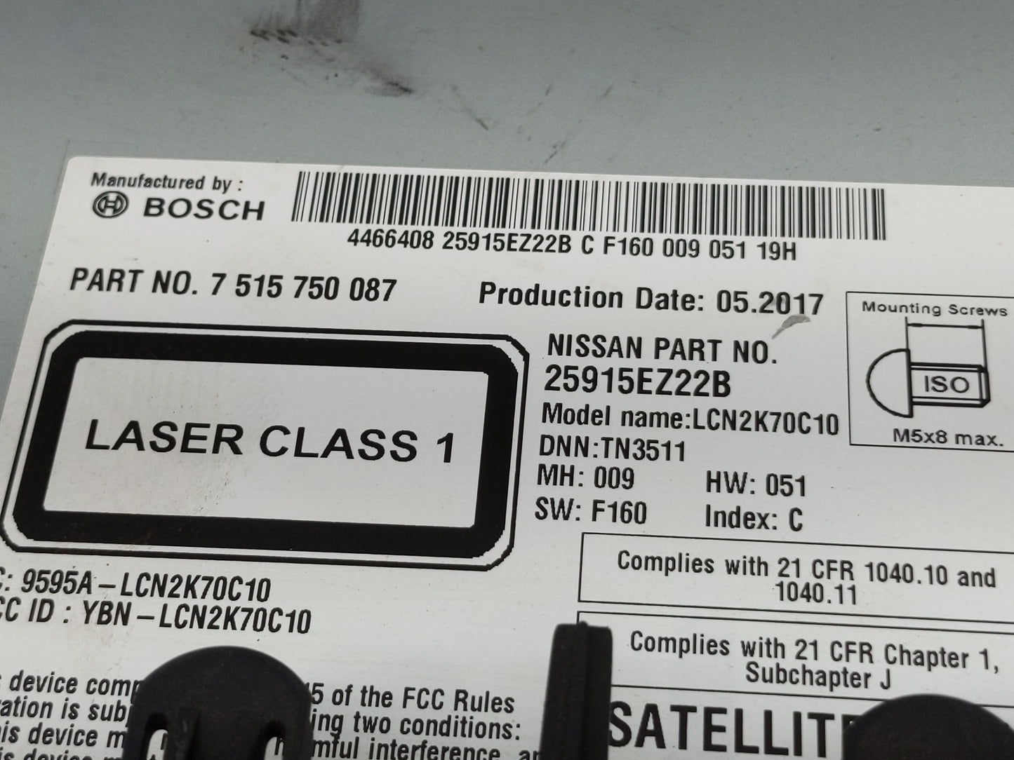 2016-2017 Nissan Titan Radio AM FM Cd Player Receiver Replacement P/N:25915EZ22B 7 515 750 087 Fits Fits 2016 2017 OEM Used 
