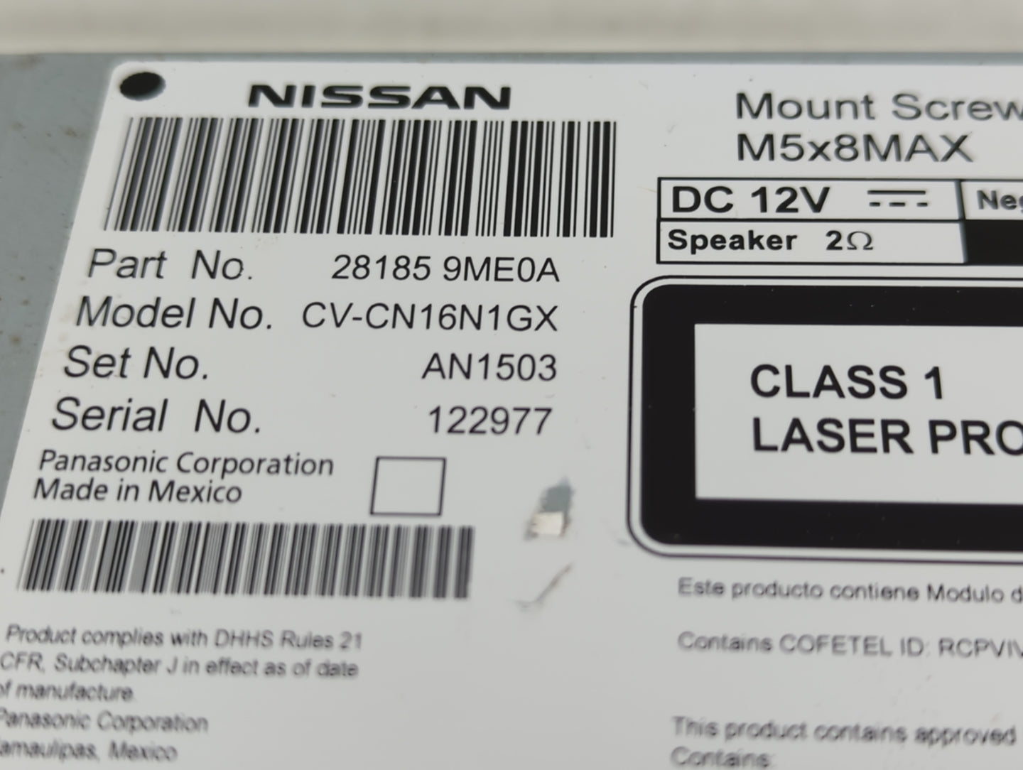 2014-2019 Nissan Versa Radio AM FM Cd Player Receiver Replacement P/N:28185 9ME0A Fits Fits 2014 2015 2016 2017 2018 2019 OE