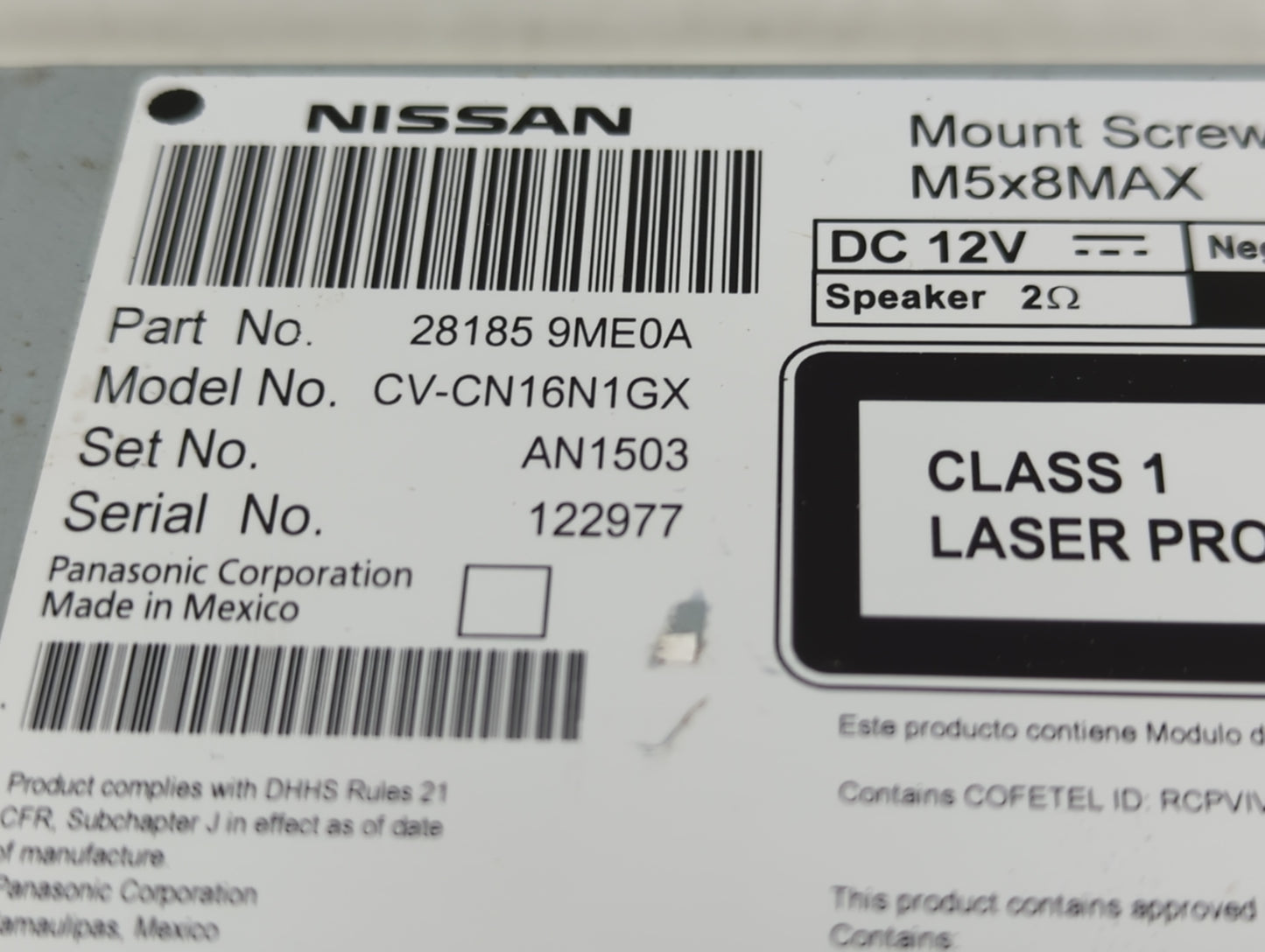 2014-2019 Nissan Versa Radio AM FM Cd Player Receiver Replacement P/N:28185 9ME0A Fits Fits 2014 2015 2016 2017 2018 2019 OE