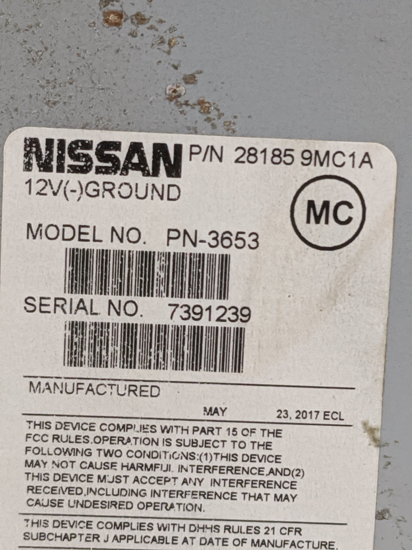 2014-2019 Nissan Versa Radio AM FM Cd Player Receiver Replacement P/N:28185 9MC1A PN-3653 Fits Fits 2014 2015 2016 2017 2018