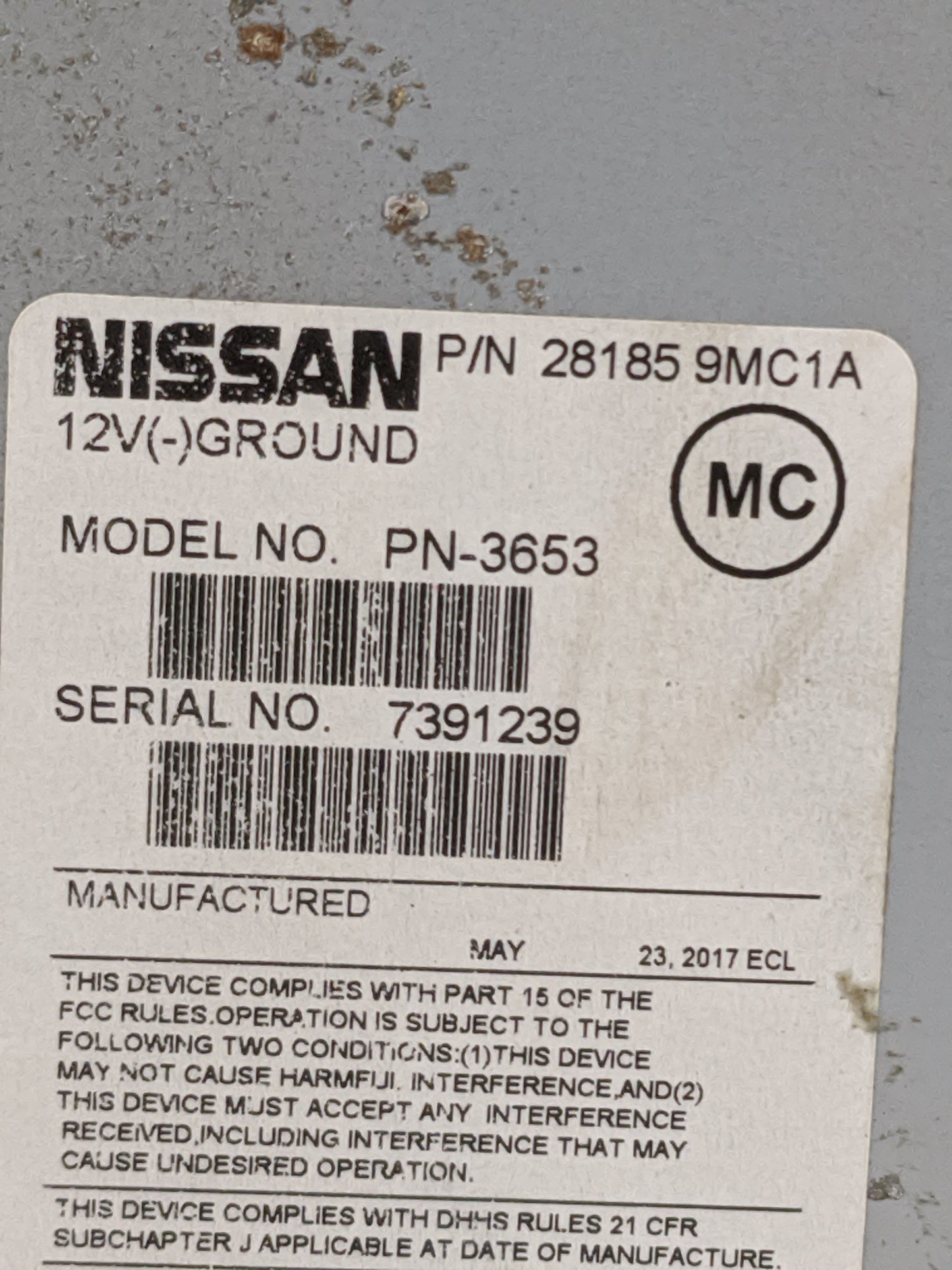 2014-2019 Nissan Versa Radio AM FM Cd Player Receiver Replacement P/N:28185 9MC1A PN-3653 Fits Fits 2014 2015 2016 2017 2018