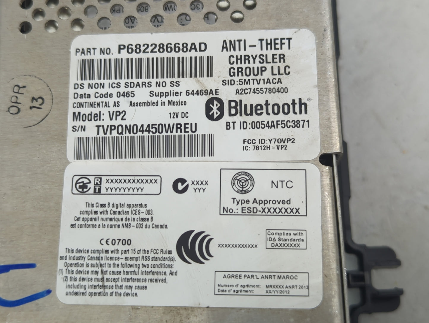2017 Ram 1500 Radio AM FM Cd Player Receiver Replacement P/N:P68228668AD VP2, Y7OVP2, 7812H-VP2 Fits OEM Used Auto Parts - O