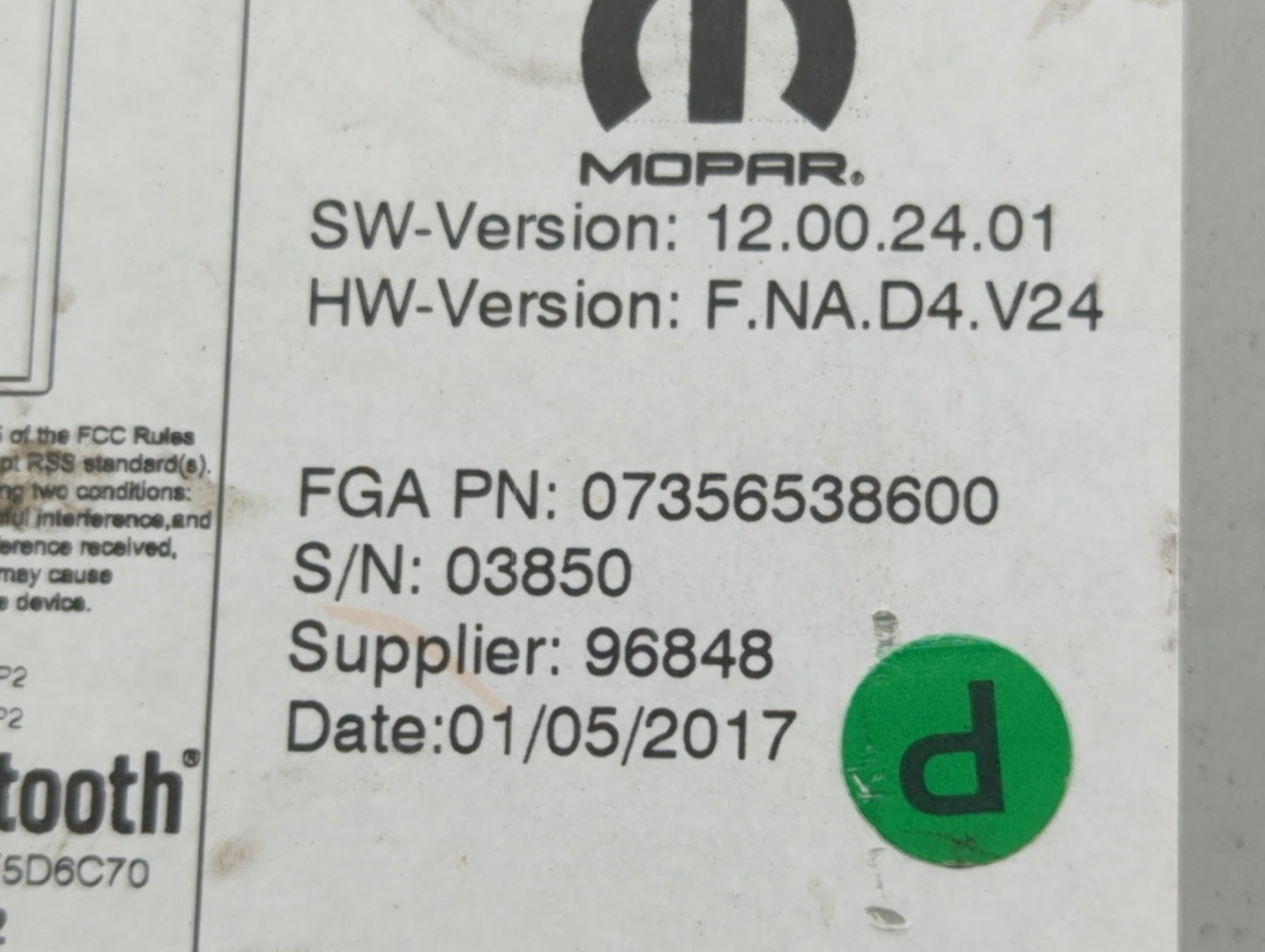 2015-2017 Ram Promaster City Radio AM FM Cd Player Receiver Replacement P/N:07356538600 Fits Fits 2015 2016 2017 OEM Used Au