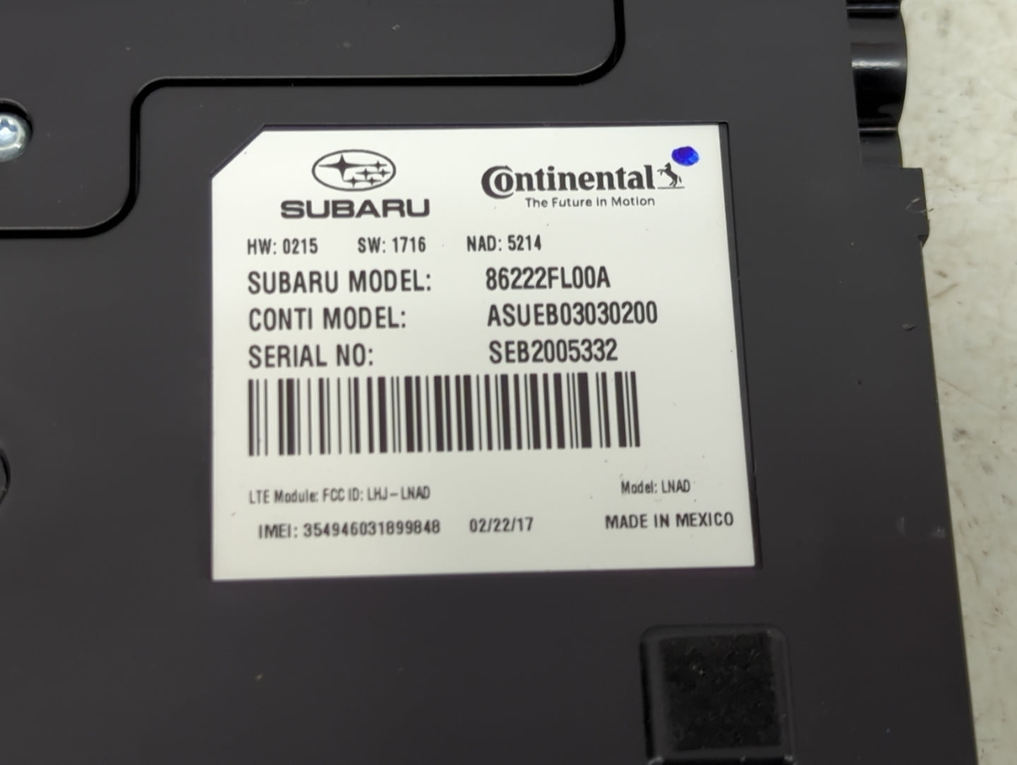 2017-2018 Subaru Impreza Radio AM FM Cd Player Receiver Replacement P/N:86222FL00A Fits Fits 2017 2018 OEM Used Auto Parts -