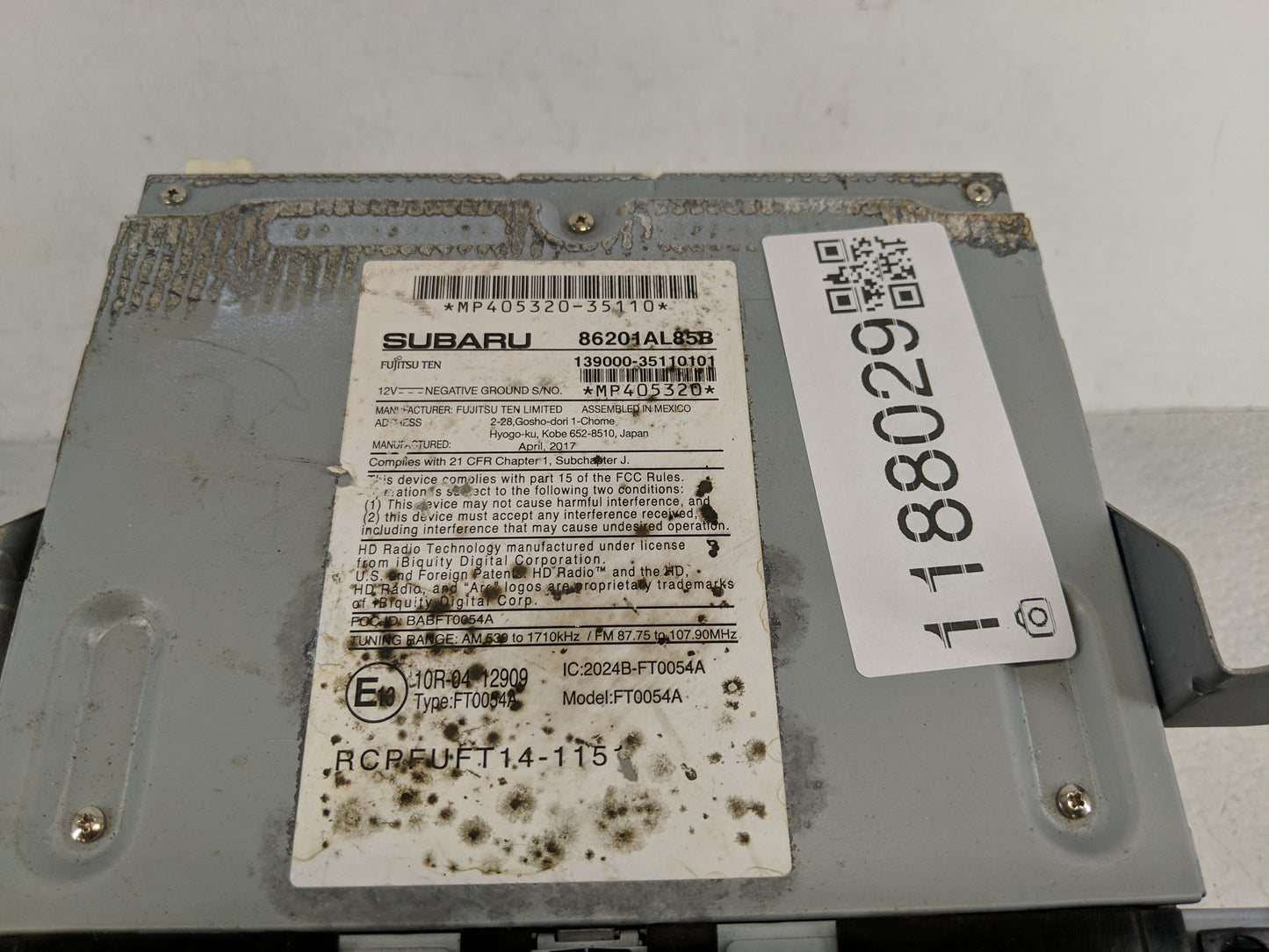 2017 Subaru Legacy Radio AM FM Cd Player Receiver Replacement P/N:86201AL85B Fits OEM Used Auto Parts - Oemusedautoparts1.co