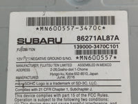 2017 Subaru Legacy Radio AM FM Cd Player Receiver Replacement P/N:86271AL87A Fits OEM Used Auto Parts - Oemusedautoparts1.co