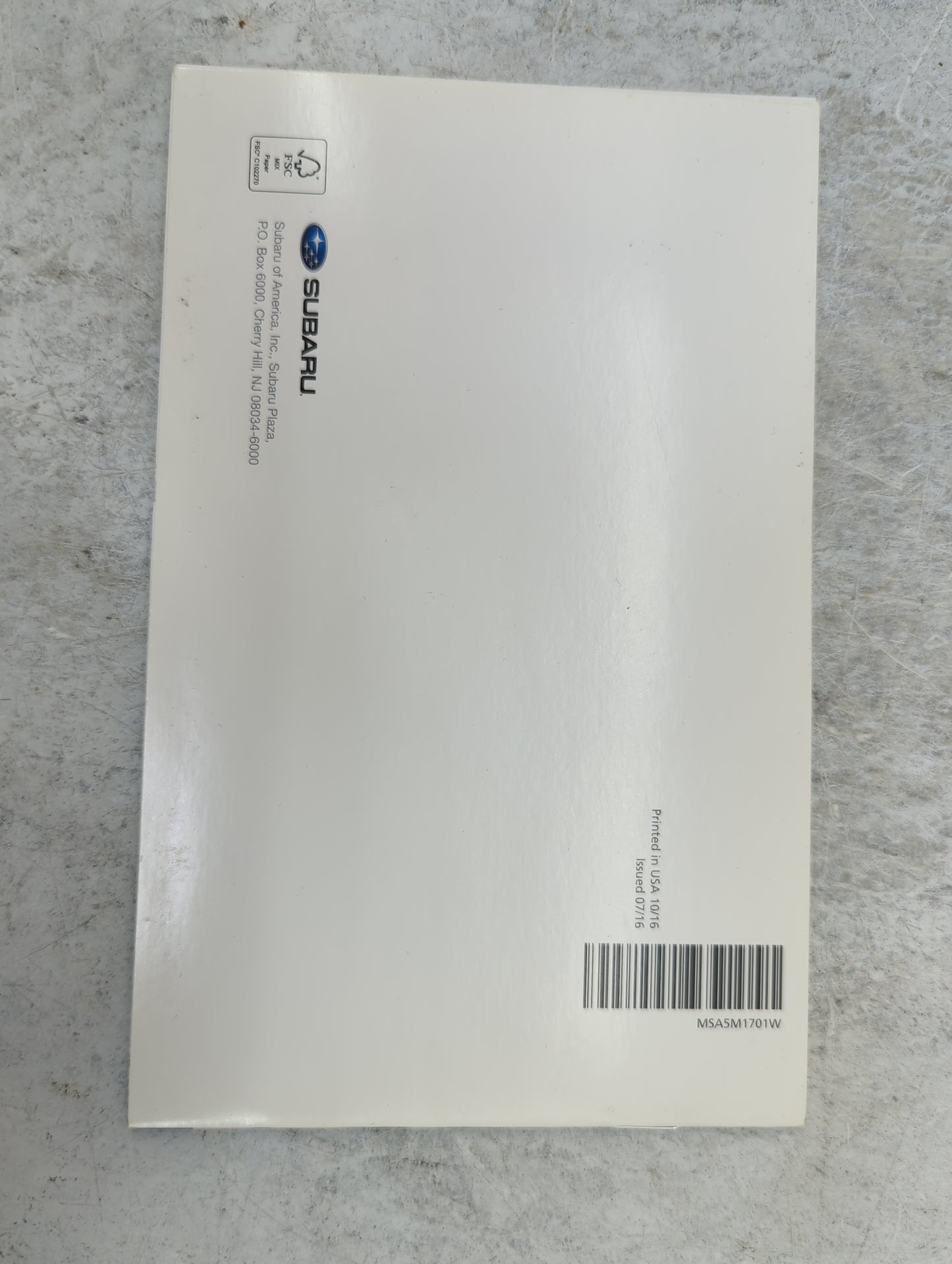 2017 Subaru Legacy Owners Manual Book Guide P/N:A2530BE-B MSA5M1703A, MSA5M1701W OEM Used Auto Parts - Oemusedautoparts1.com