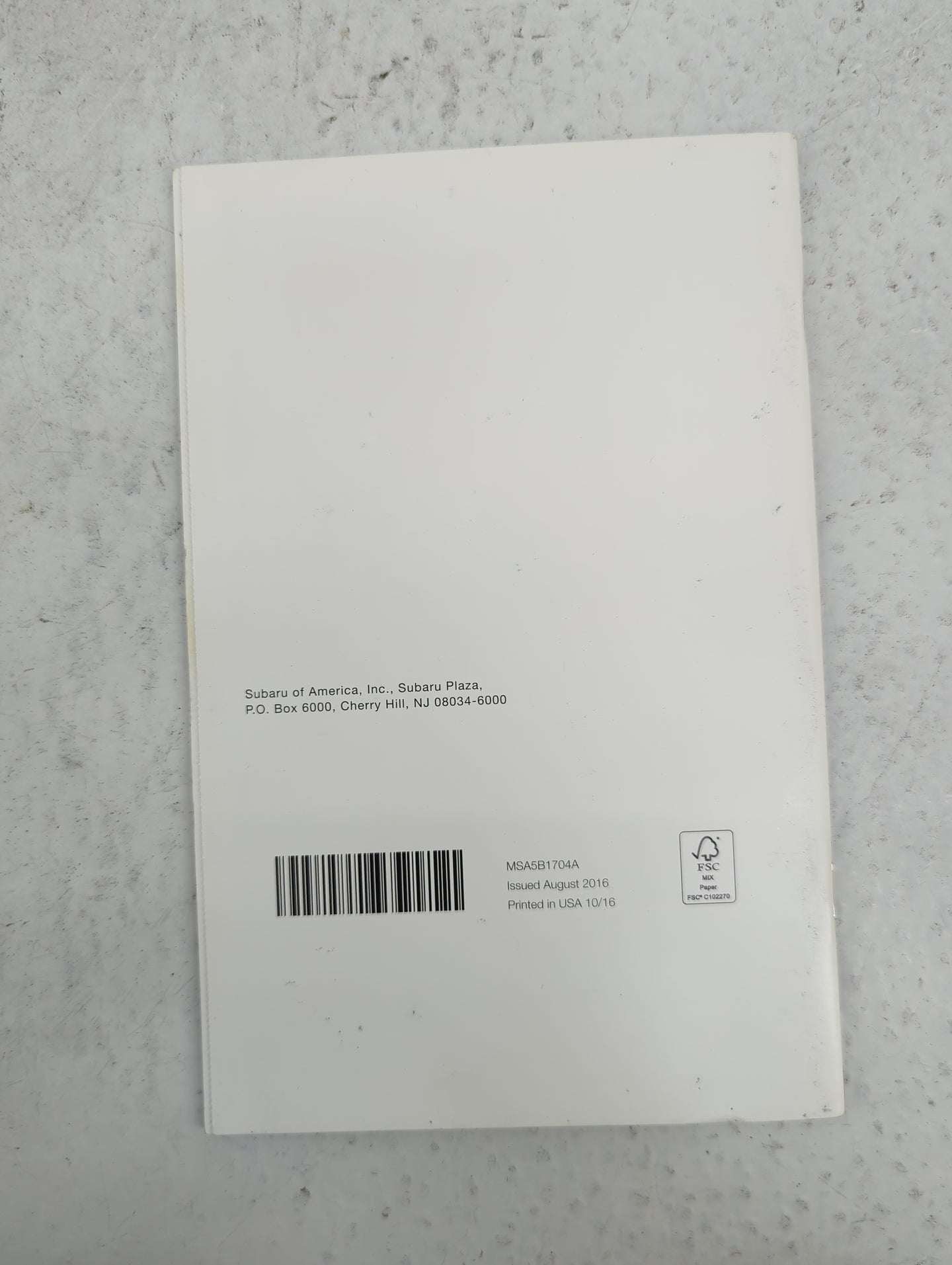2017 Subaru Legacy Owners Manual Book Guide P/N:MSA5B1704A OEM Used Auto Parts - Oemusedautoparts1.com