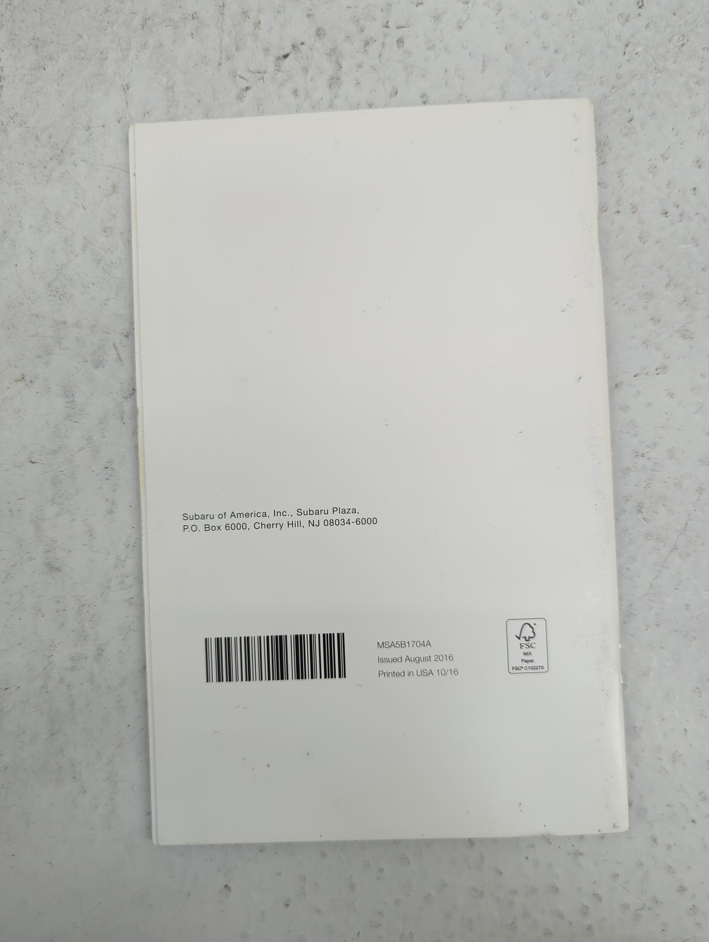 2017 Subaru Legacy Owners Manual Book Guide P/N:MSA5B1704A OEM Used Auto Parts - Oemusedautoparts1.com