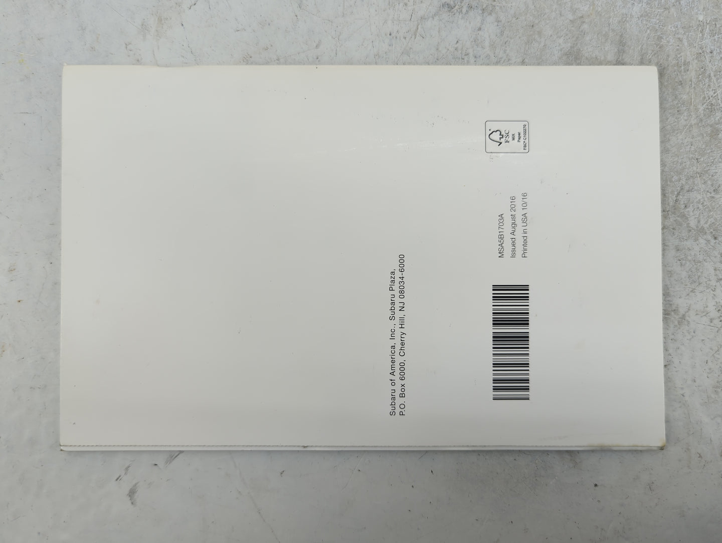 2017 Subaru Legacy Owners Manual Book Guide P/N:MSA5B1703A B2533BE-A, MSAM1711A OEM Used Auto Parts - Oemusedautoparts1.com