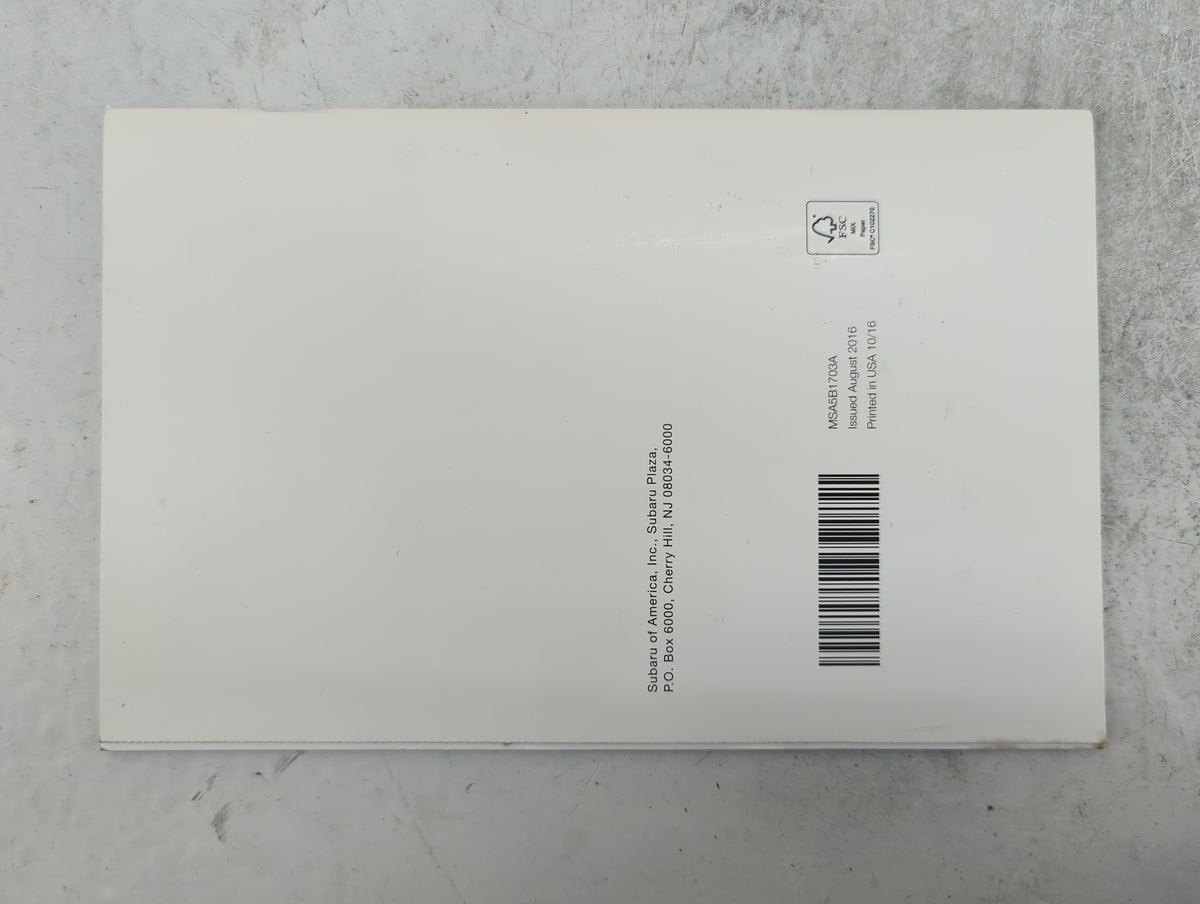 2017 Subaru Legacy Owners Manual Book Guide P/N:MSA5B1703A B2533BE-A, MSAM1711A OEM Used Auto Parts - Oemusedautoparts1.com