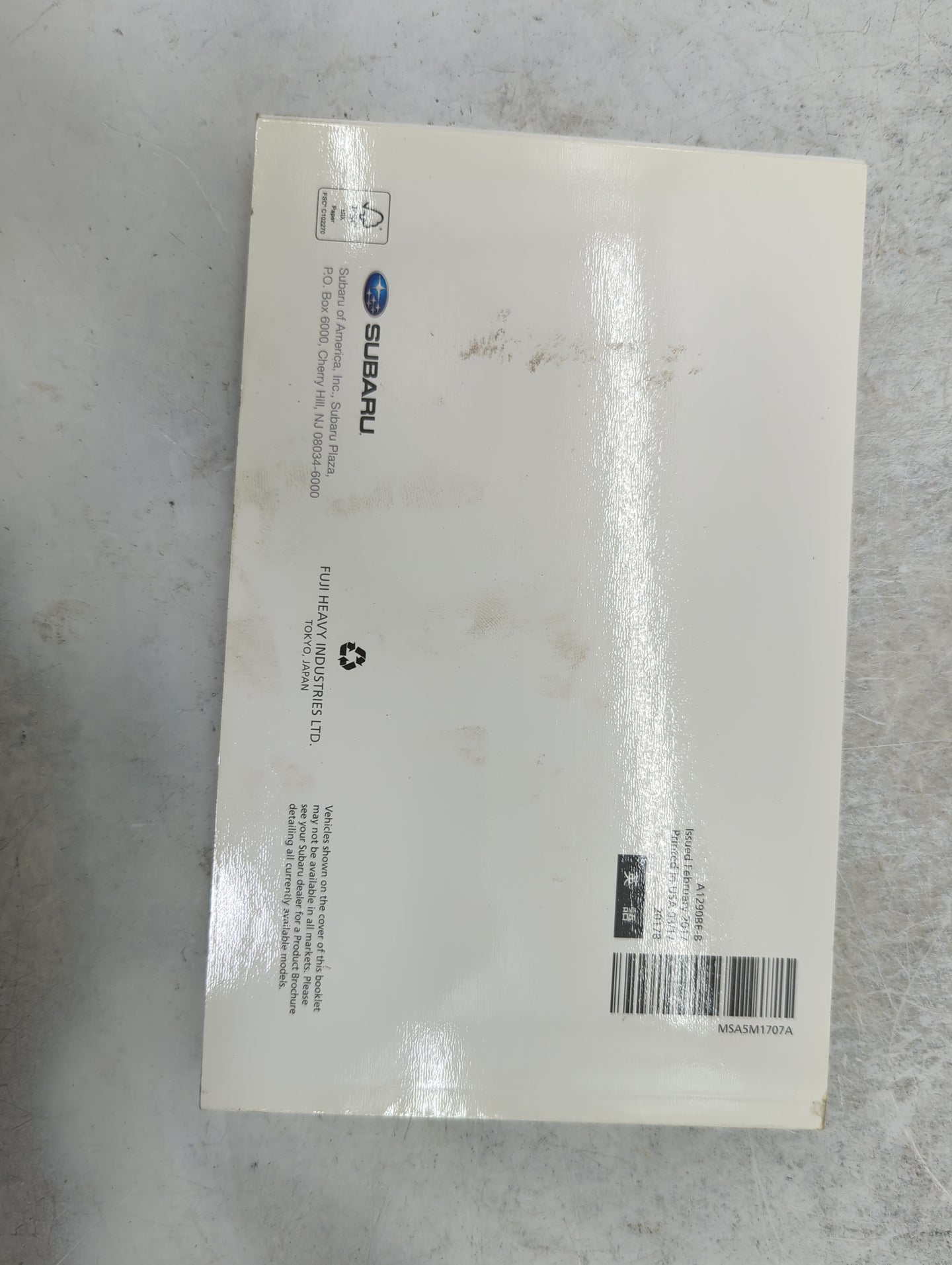 2017 Subaru Xv Owners Manual Book Guide P/N:A1290BE-B MSA5M1702A OEM Used Auto Parts - Oemusedautoparts1.com