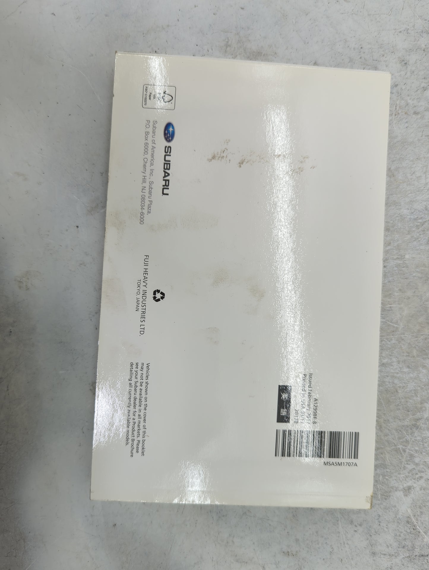 2017 Subaru Xv Owners Manual Book Guide P/N:A1290BE-B MSA5M1702A OEM Used Auto Parts - Oemusedautoparts1.com