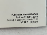 2017 Toyota 86 Owners Manual Book Guide P/N:01999-18084 OEM Used Auto Parts - Oemusedautoparts1.com