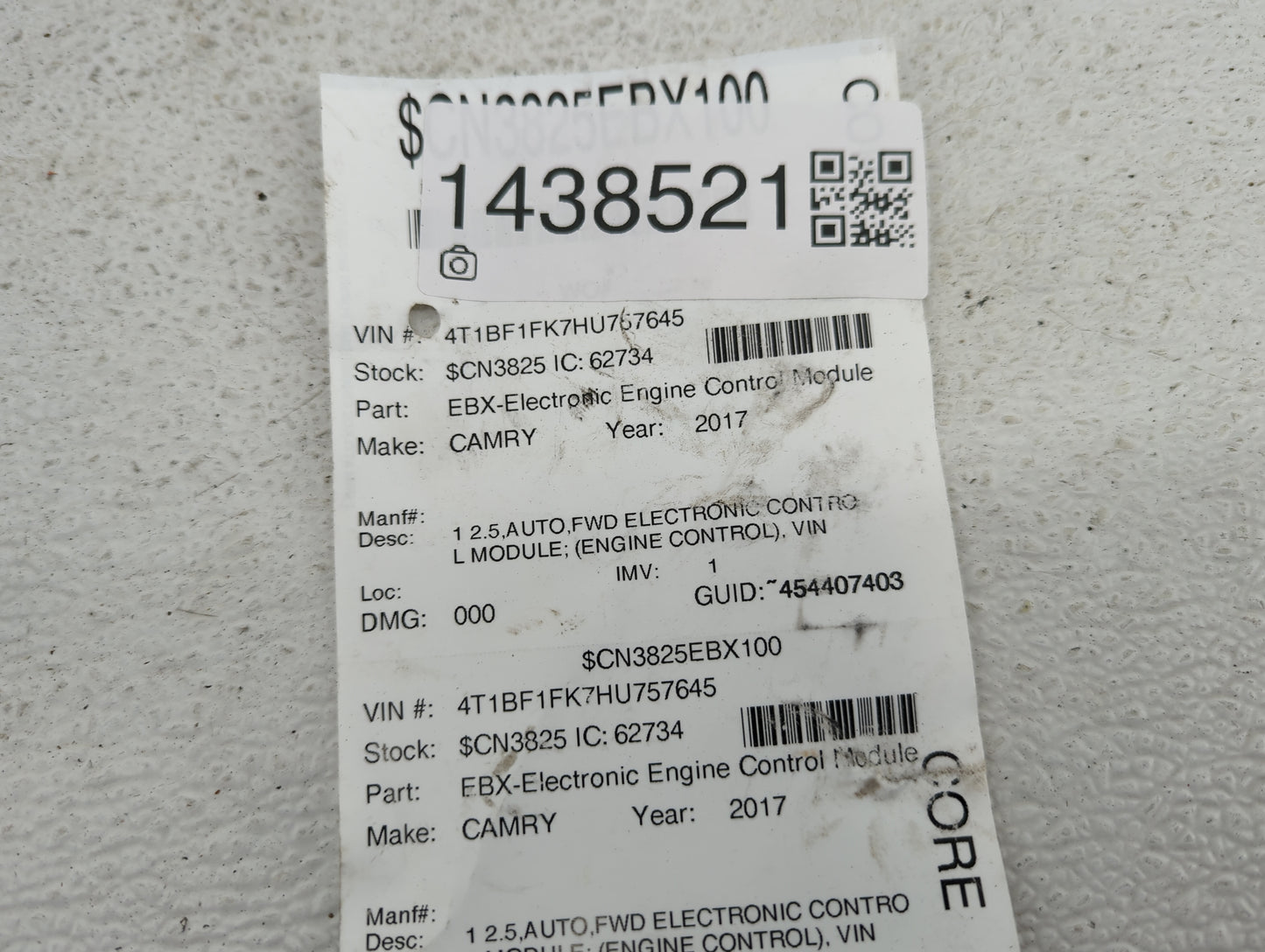 2016-2017 Toyota Camry PCM Engine Control Computer ECU ECM PCU OEM Fits Fits 2016 2017 OEM Used Auto Parts - Oemusedautopart