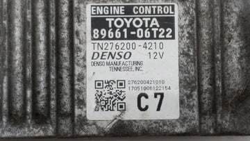 2016-2017 Toyota Camry PCM Engine Control Computer ECU ECM PCU OEM P/N:89661-06T21 89661-06T22 Fits Fits 2016 2017 OEM Used Auto Parts