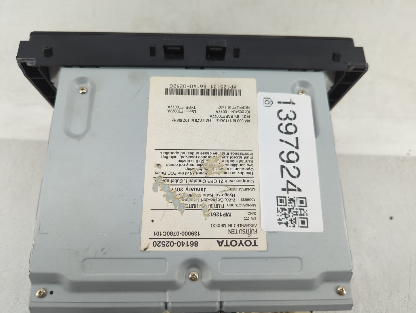 2017-2019 Toyota Corolla Radio AM FM Cd Player Receiver Replacement P/N:86140-02520 Fits Fits 2017 2018 2019 OEM Used Auto P